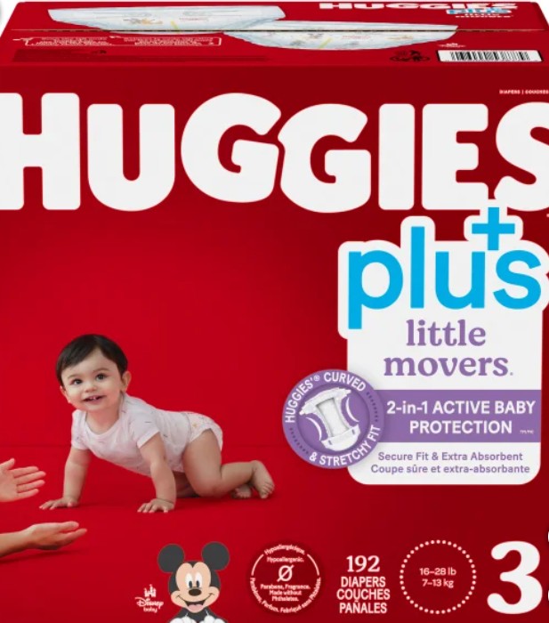 Huggies Little Movers Plus Diapers, Sizes 3 - 6 Pack of 192
