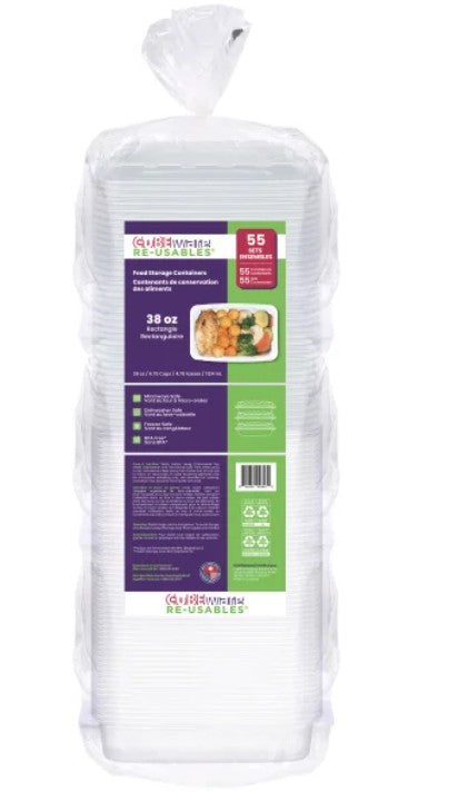 Cubeware 38 oz Rectangular Food Container 55-pack