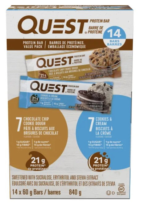Quest Protein Bars Variety Pack, 14 × 60 g
