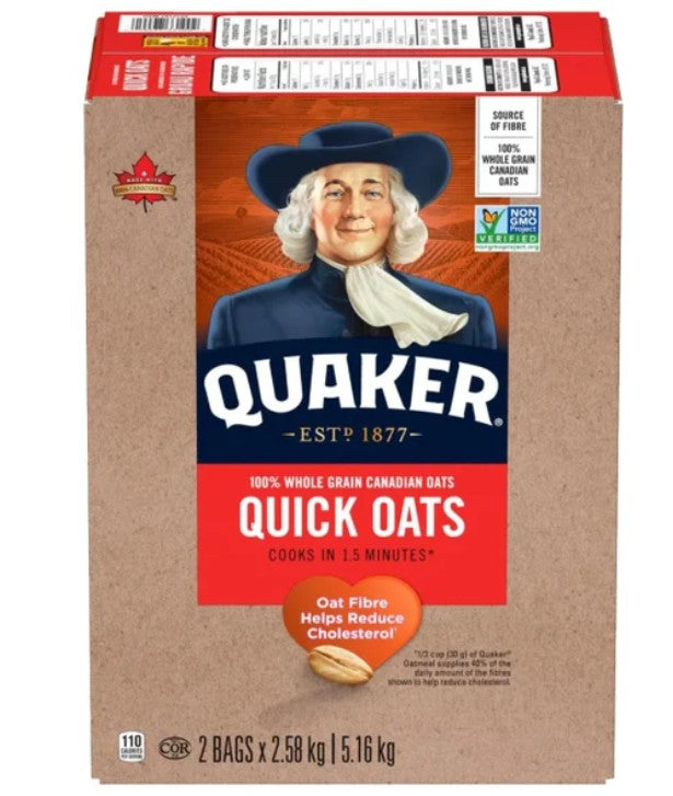 Quaker Quick Oats, 2 × 2.58 kg