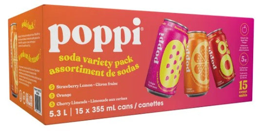 Poppi Soda Variety Pack (15 × 355 mL)