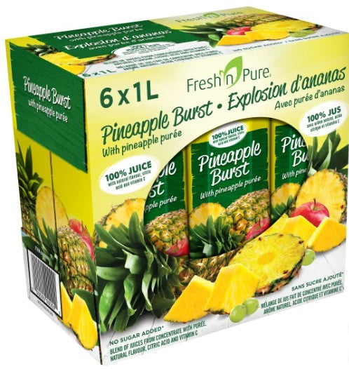 Fresh'n Pure Pineapple Burst Juice Blend, 6 × 1 L