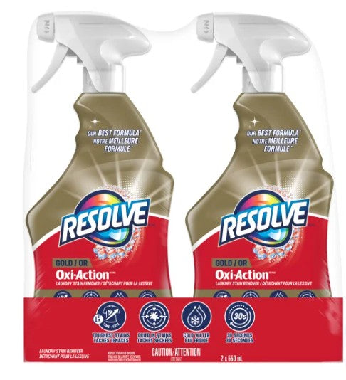 Resolve Gold Oxi-Action Laundry Stain Remover Trigger, 2 Pack ( 2 x 550 mL)