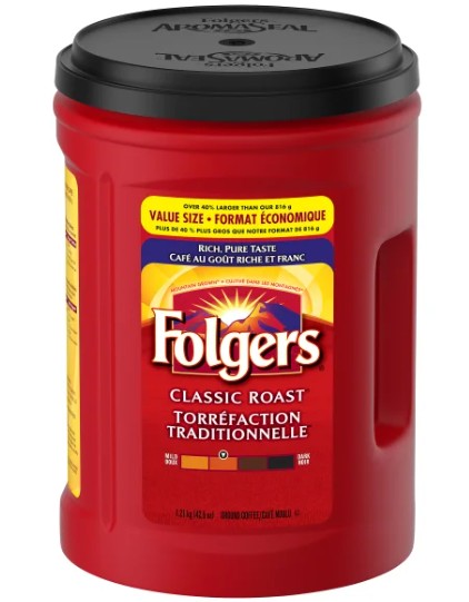 Folgers Classic Roast Ground Coffee, 1.21kg