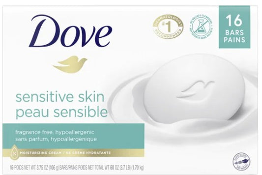 Dove Sensitive Skin Soap Bar, 16 x 106 g