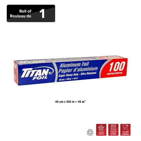 Titan, Aluminum Foil Roll, 45 cm × 100 m