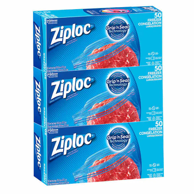 Ziploc Brand Large Freezer Bags(3 Packs of 50)